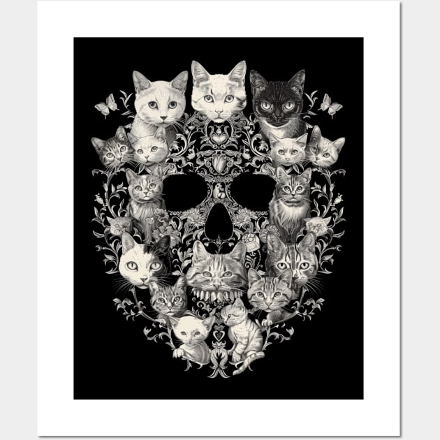 Cat Skull Art Wall Art by BilodeauBlue